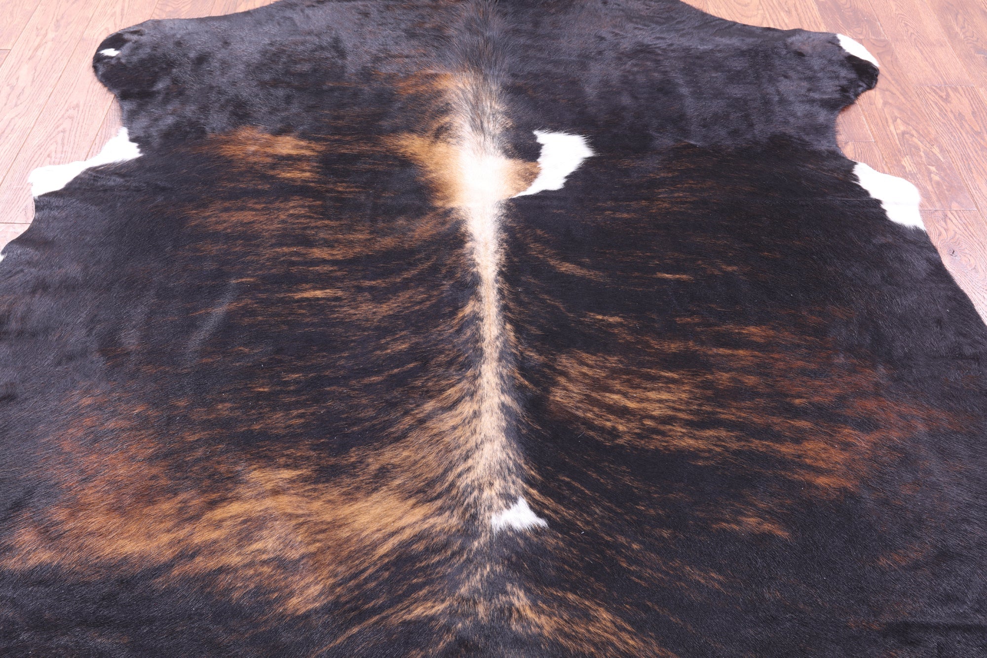 Tricolor Natural Hair-On Cowhide Rug - 7' 2" X 5' 8" - Golden Nile