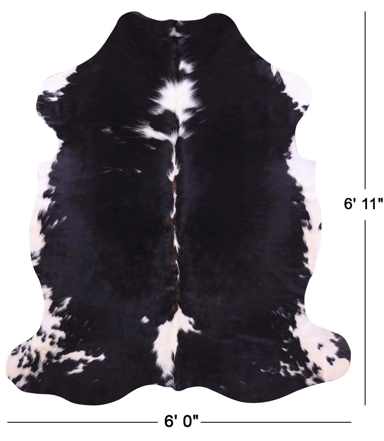 Black & White Natural Hair-On Cowhide Rug - 6' 11" X 6' 0" - Golden Nile
