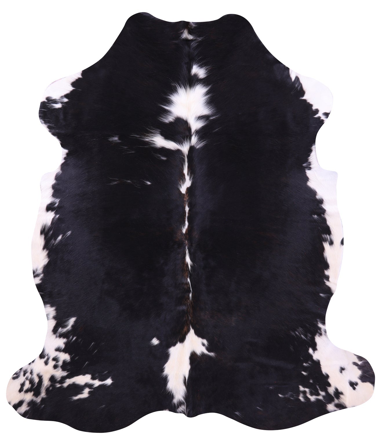 Black & White Natural Hair-On Cowhide Rug - 6' 11" X 6' 0" - Golden Nile