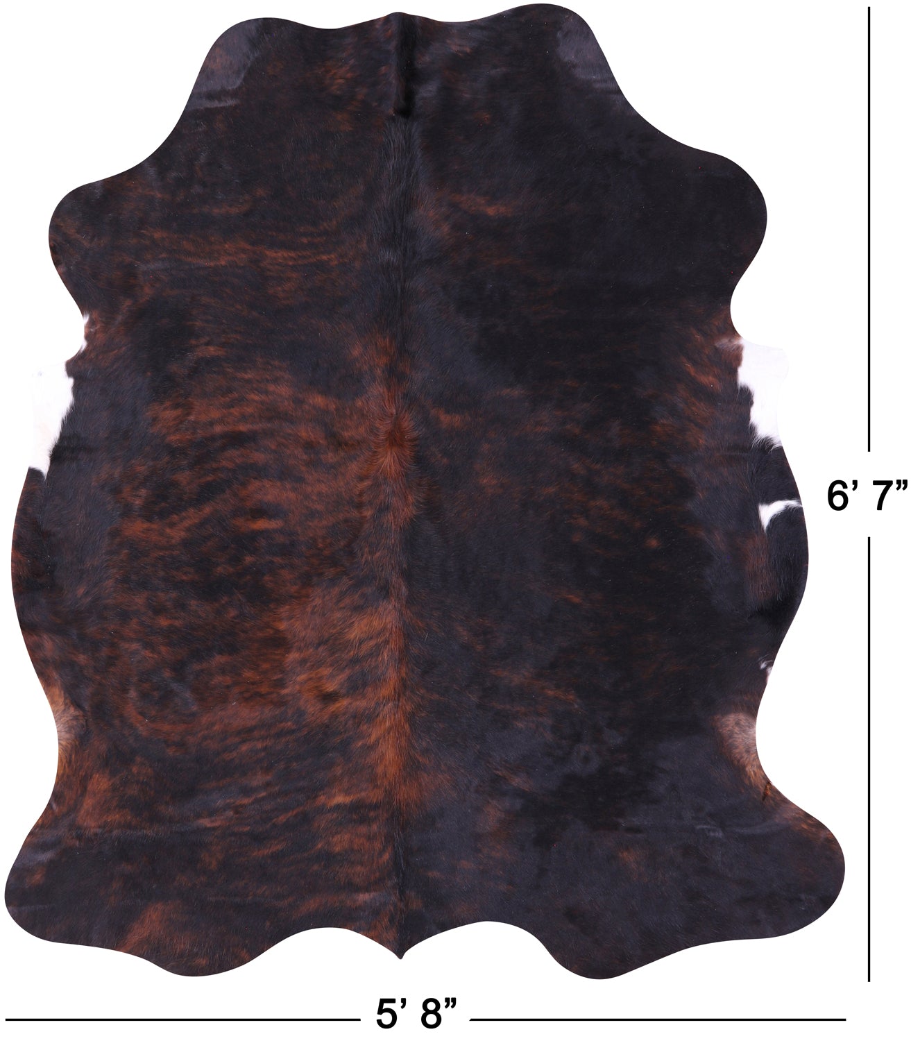 Tricolor Natural Hair-On Cowhide Rug - 6' 7" X 5' 8" - Golden Nile