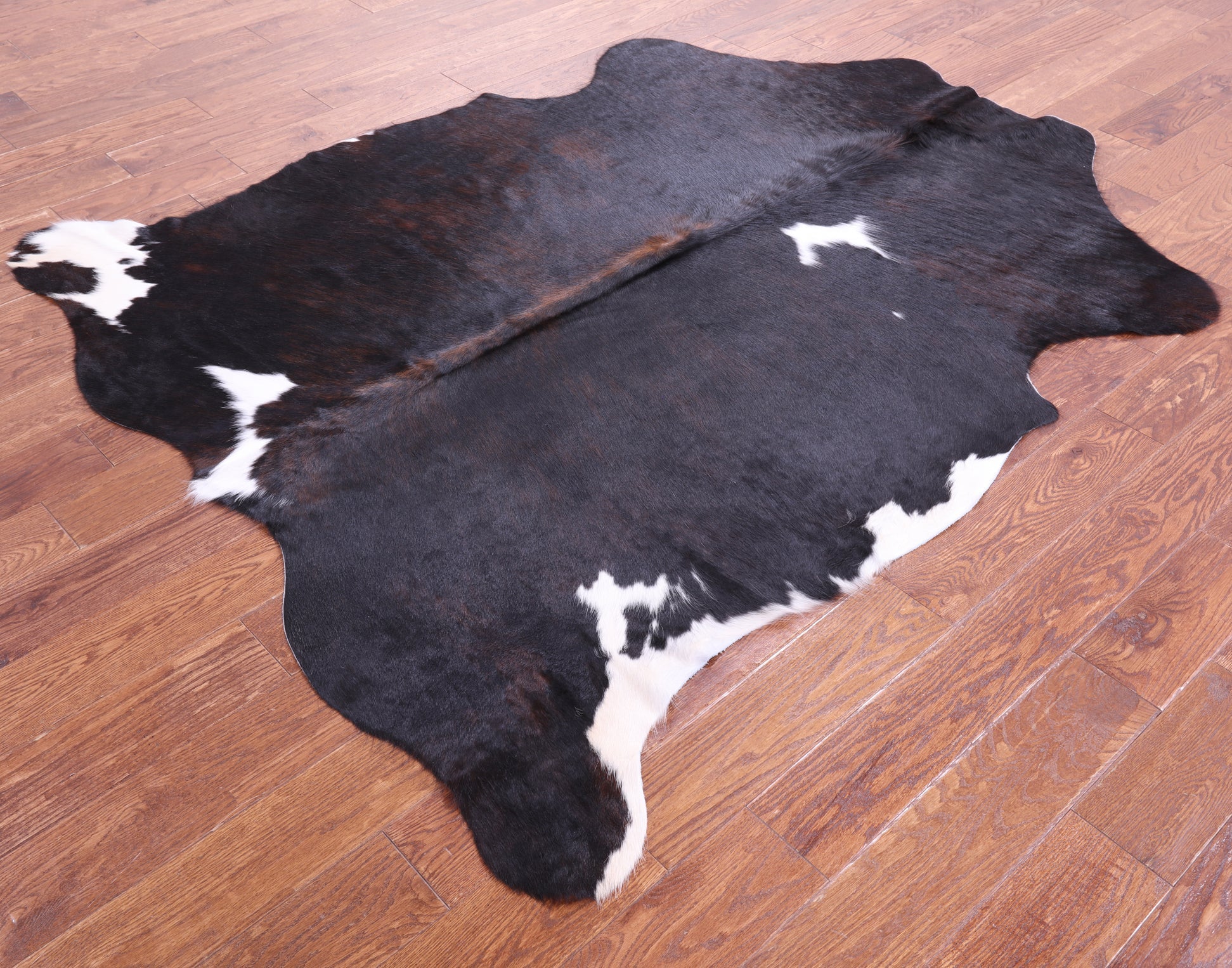 Tricolor Natural Hair-On Cowhide Rug - 6' 9" X 5' 6" - Golden Nile