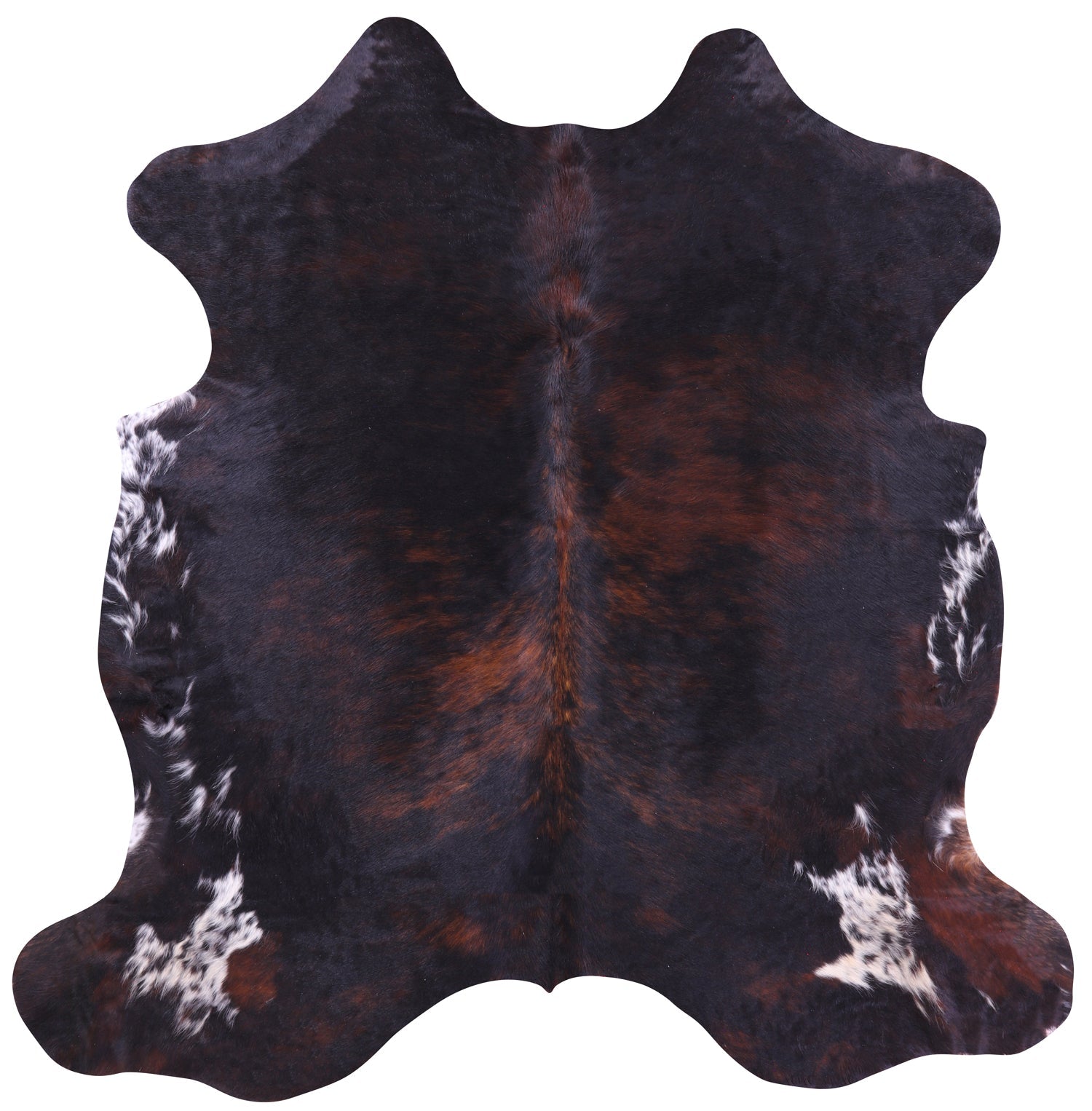 Tricolor Natural Hair-On Cowhide Rug - 6' 8" X 6' 6" - Golden Nile