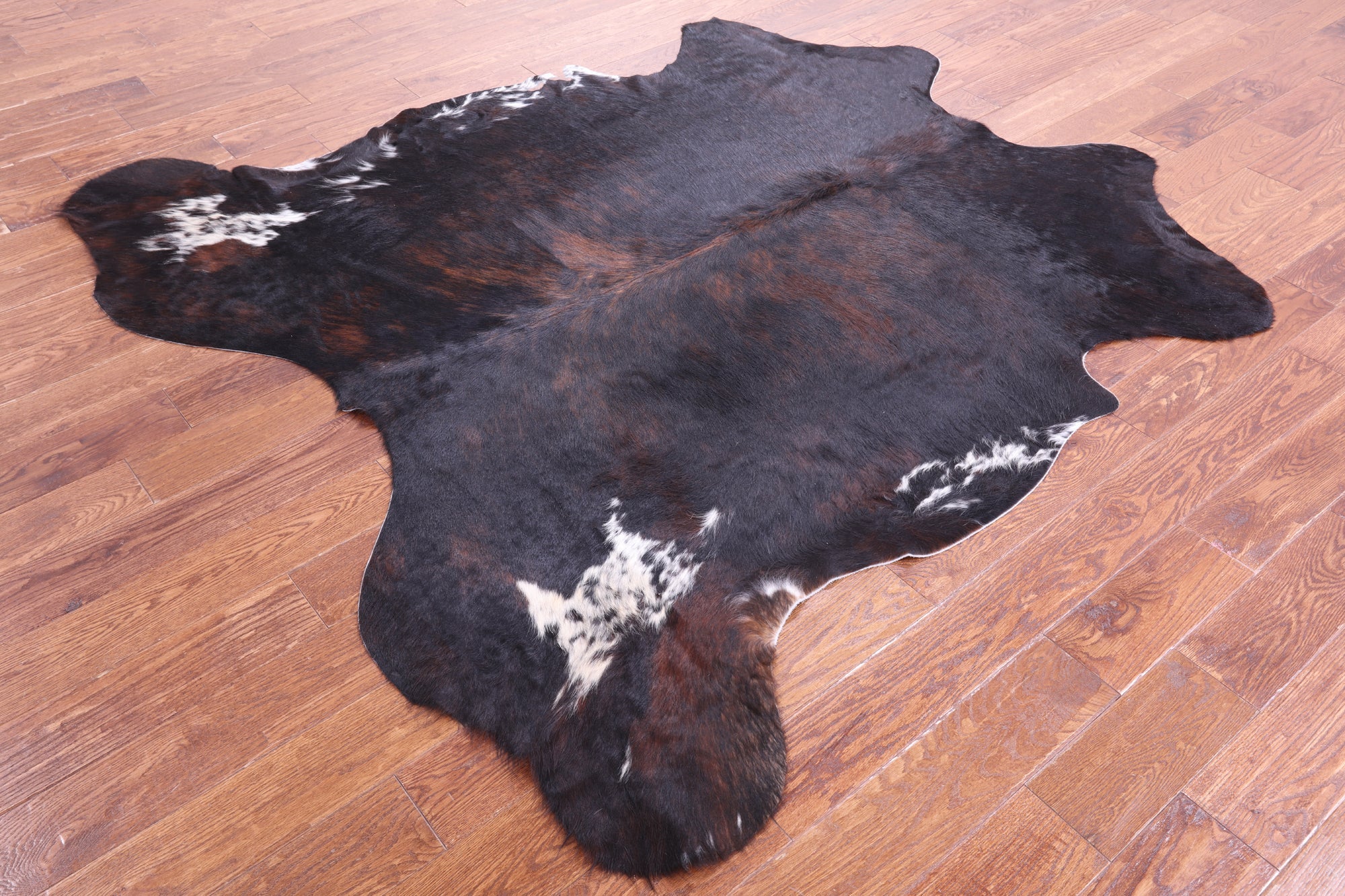 Tricolor Natural Hair-On Cowhide Rug - 6' 8" X 6' 6" - Golden Nile