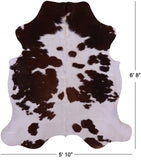 Brown & White Natural Hair-On Cowhide Rug - 6' 8" X 5' 10" - Golden Nile