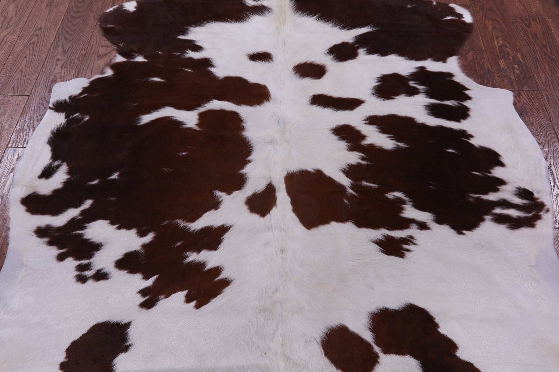 Brown & White Natural Hair-On Cowhide Rug - 6' 8" X 5' 10" - Golden Nile