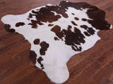 Brown & White Natural Hair-On Cowhide Rug - 6' 8" X 5' 10" - Golden Nile