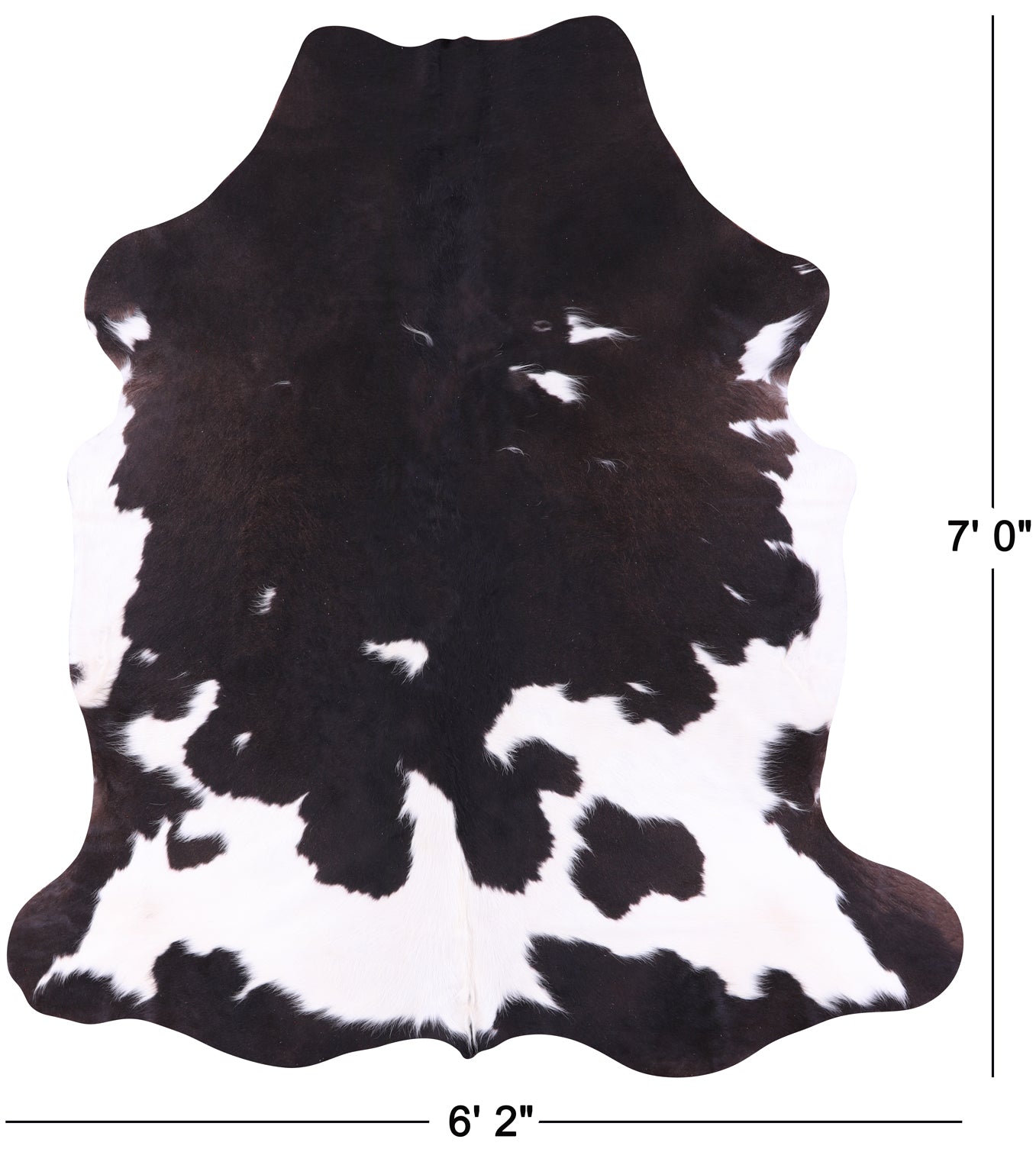 Brown & White Natural Hair-On Cowhide Rug - 7' 0" X 6' 2" - Golden Nile