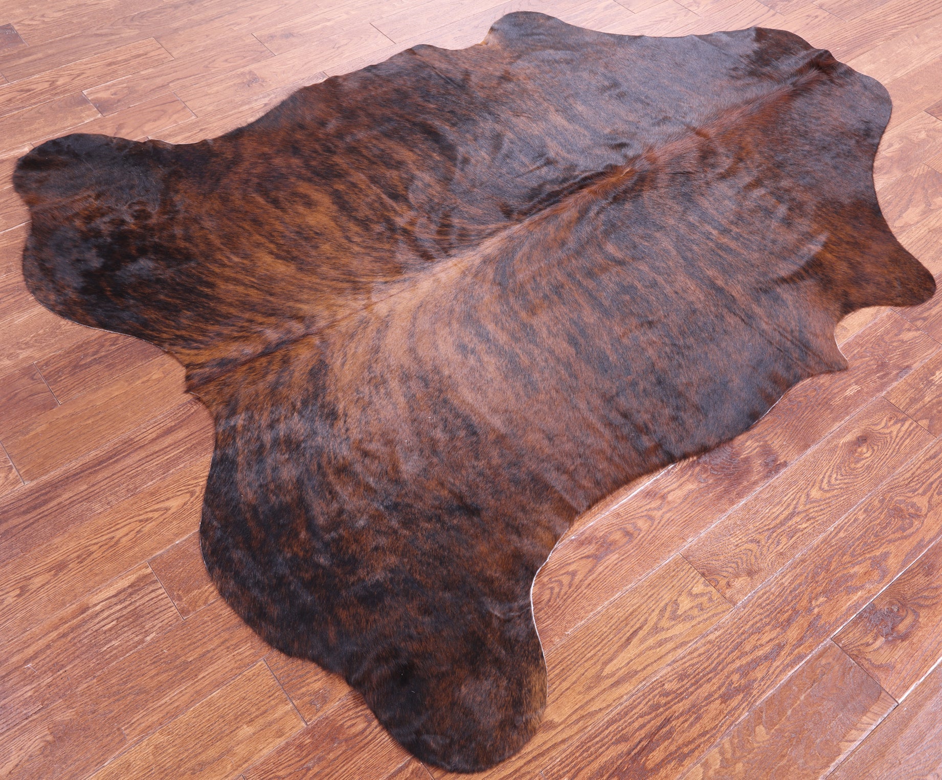 Brindle Natural Hair-On Cowhide Rug - 6' 9" X 5' 8" - Golden Nile