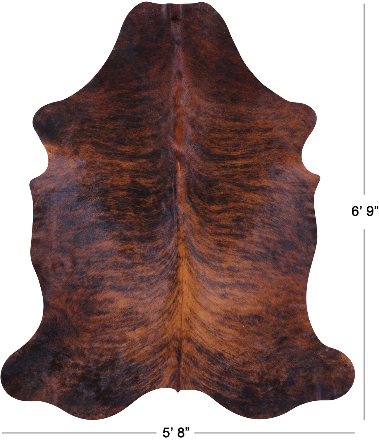 Brindle Natural Hair-On Cowhide Rug - 6' 9" X 5' 8" - Golden Nile