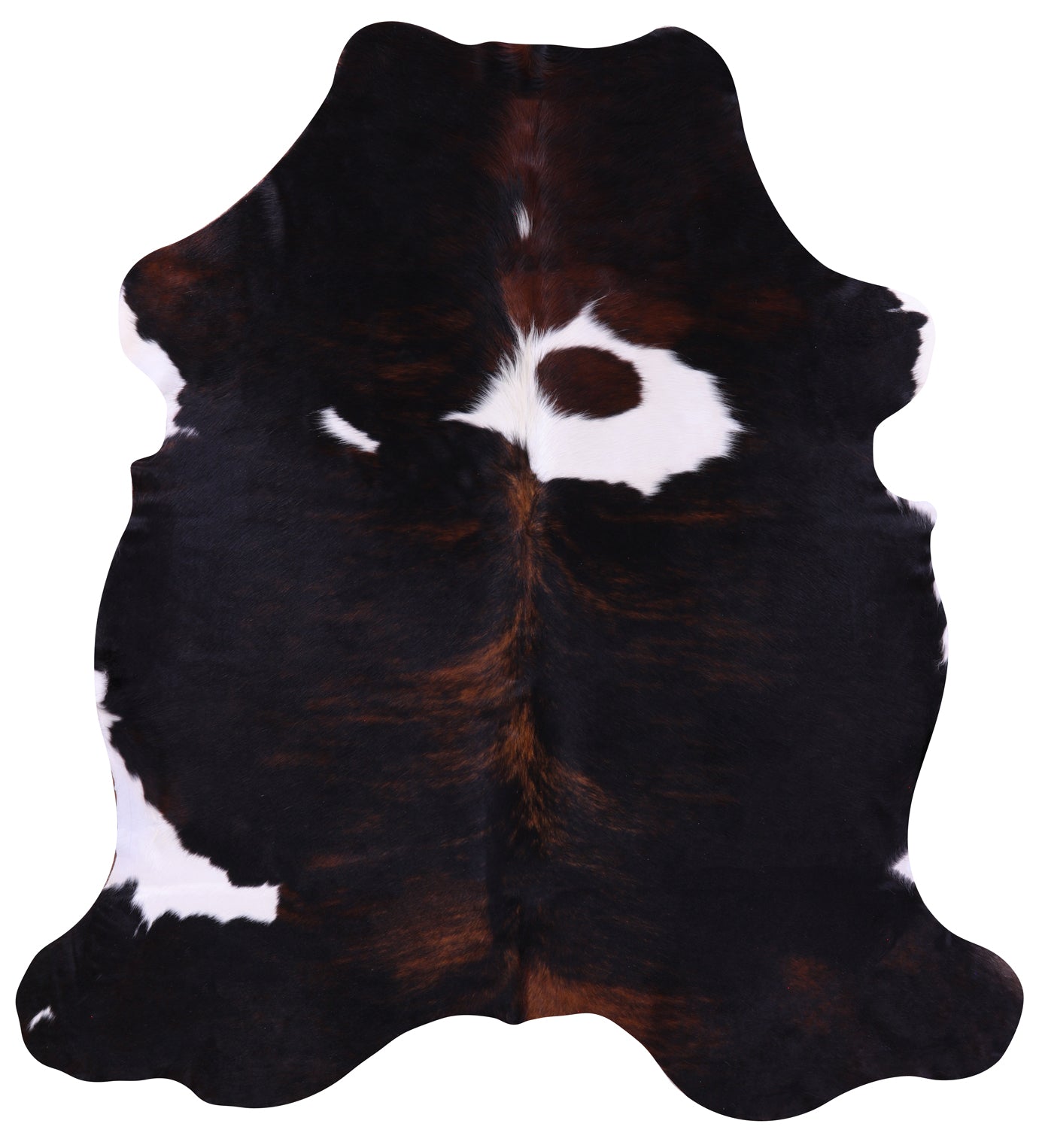 Tricolor Natural Hair-On Cowhide Rug - 6' 7" X 6' 0" - Golden Nile