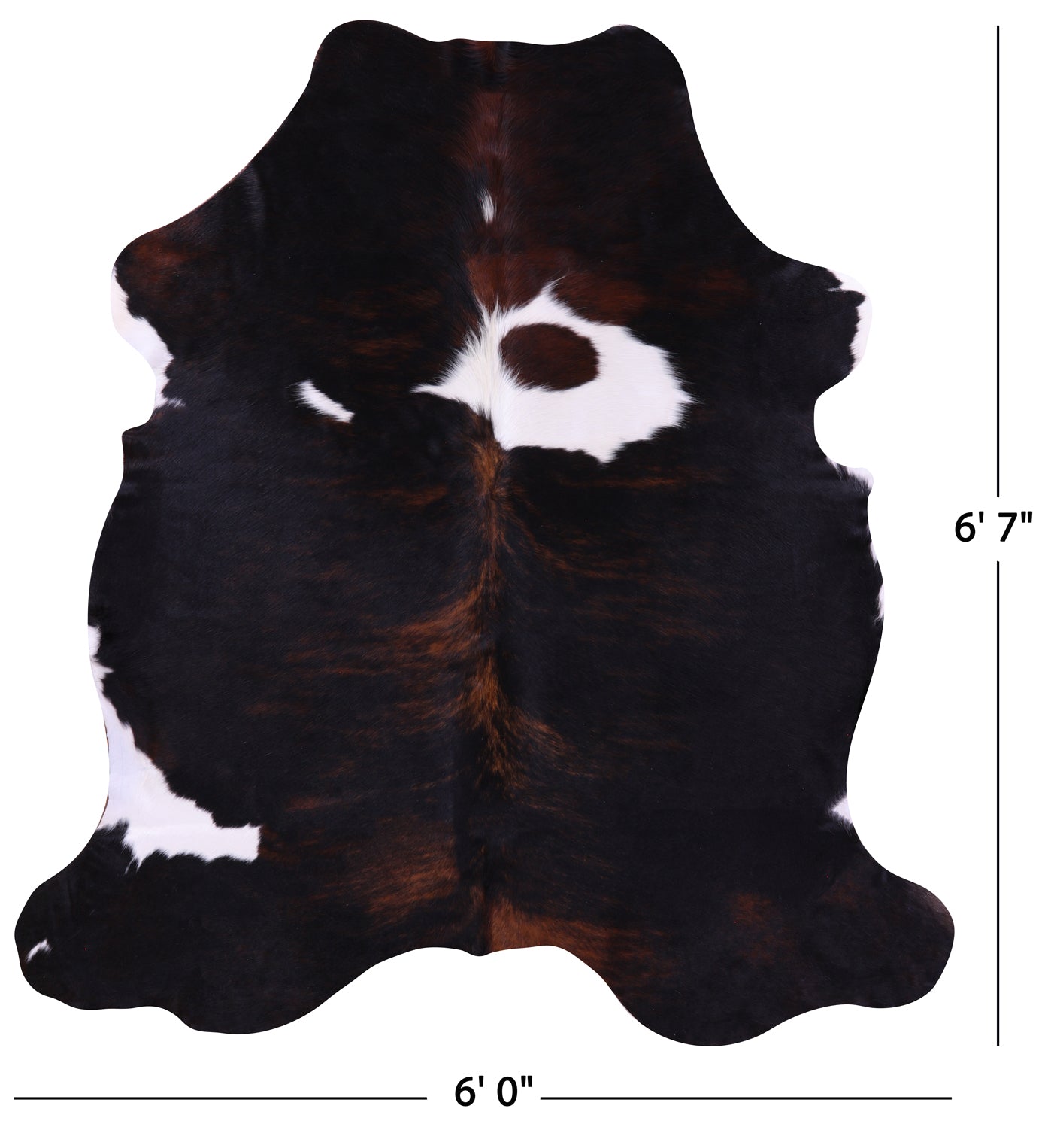 Tricolor Natural Hair-On Cowhide Rug - 6' 7" X 6' 0" - Golden Nile
