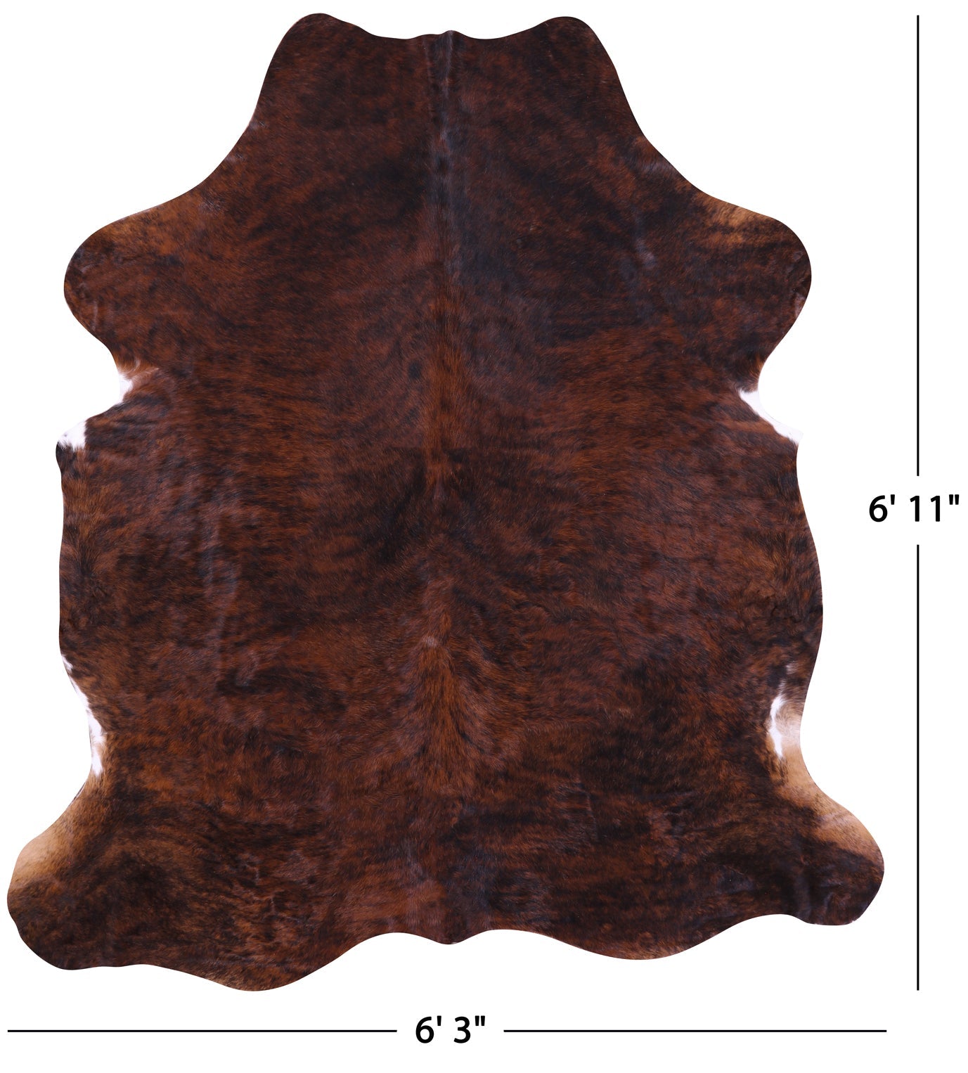 Brindle Natural Hair-On Cowhide Rug - 6' 11" X 6' 3" - Golden Nile