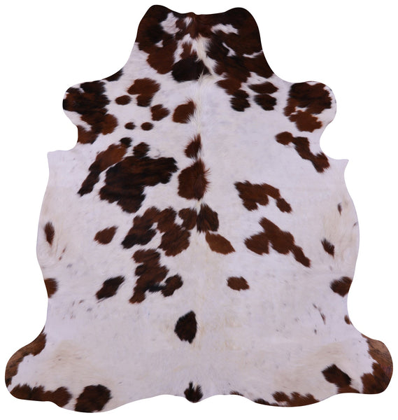 Brown & White Natural Hair-On Cowhide Rug - 6' 7" X 6' 3" - Golden Nile