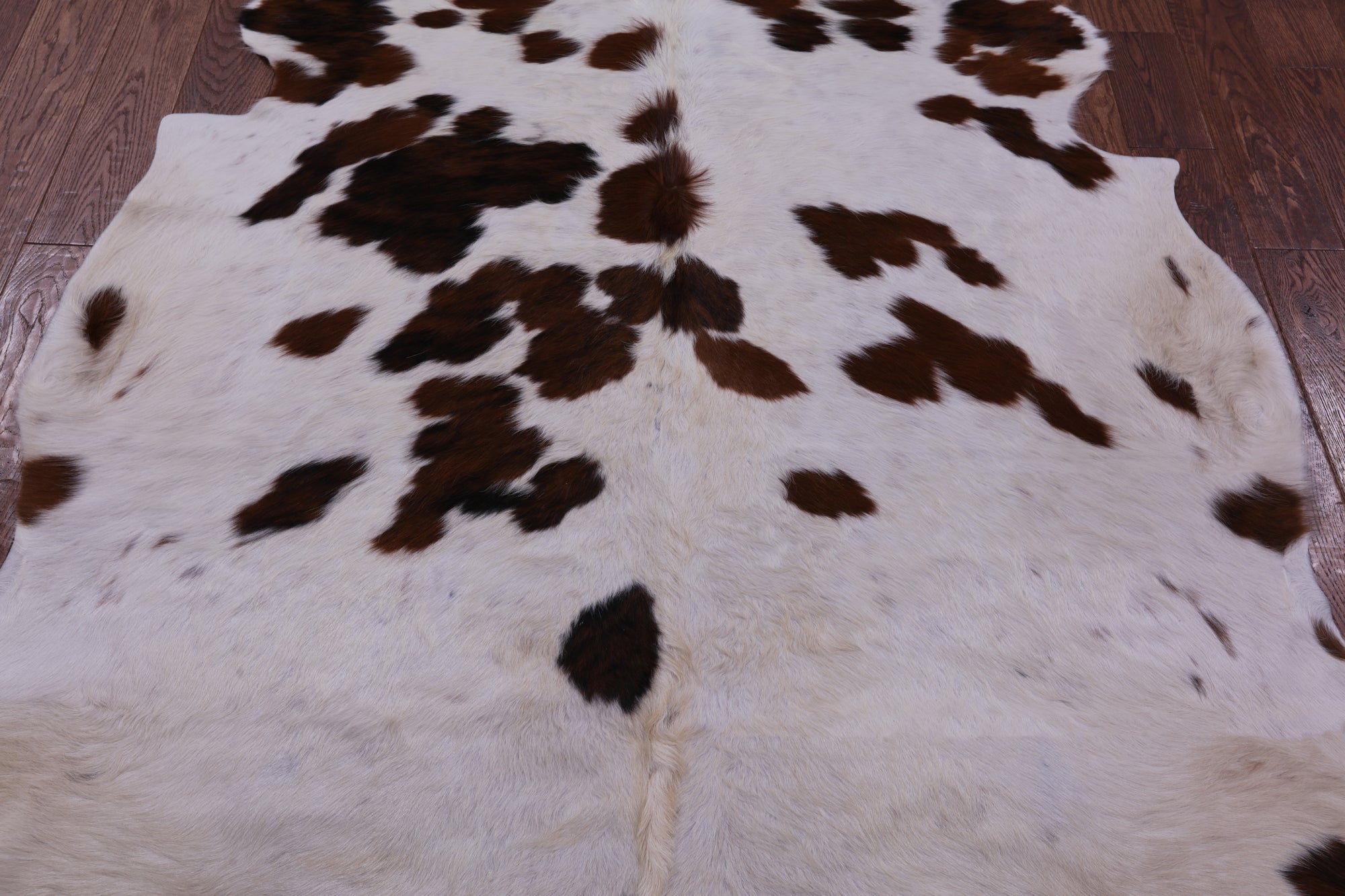 Brown & White Natural Hair-On Cowhide Rug - 6' 7" X 6' 3" - Golden Nile