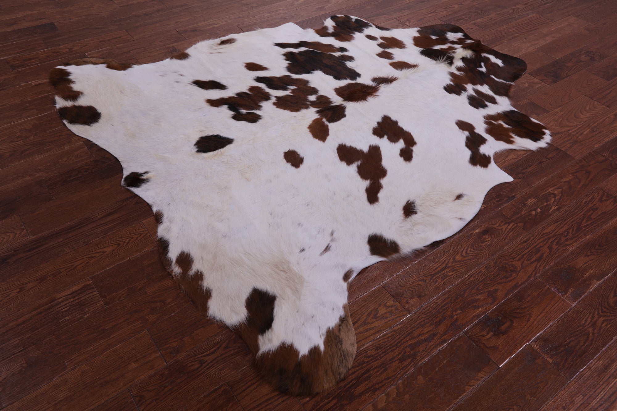 Brown & White Natural Hair-On Cowhide Rug - 6' 7" X 6' 3" - Golden Nile