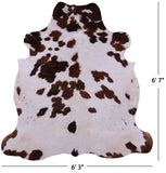 Brown & White Natural Hair-On Cowhide Rug - 6' 7" X 6' 3" - Golden Nile