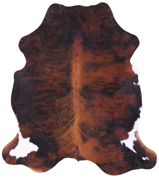 Tricolor Natural Hair-On Cowhide Rug - 7' 1" X 6' 4" - Golden Nile