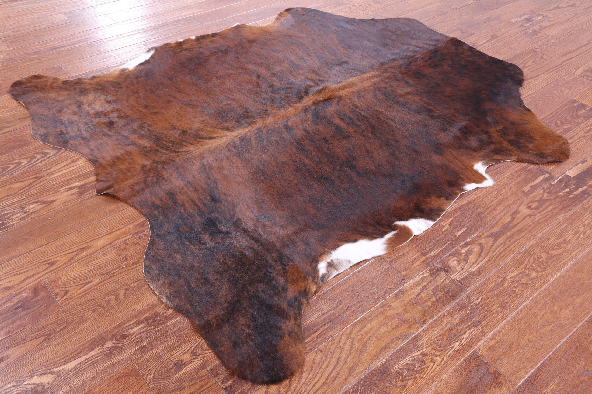 Brindle Natural Hair-On Cowhide Rug - 6' 6" X 5' 9" - Golden Nile