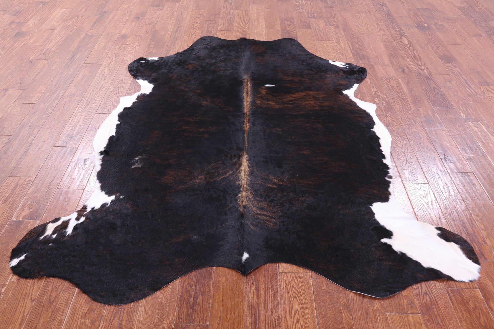 Tricolor Natural Hair-On Cowhide Rug - 6' 11" X 6' 2" - Golden Nile
