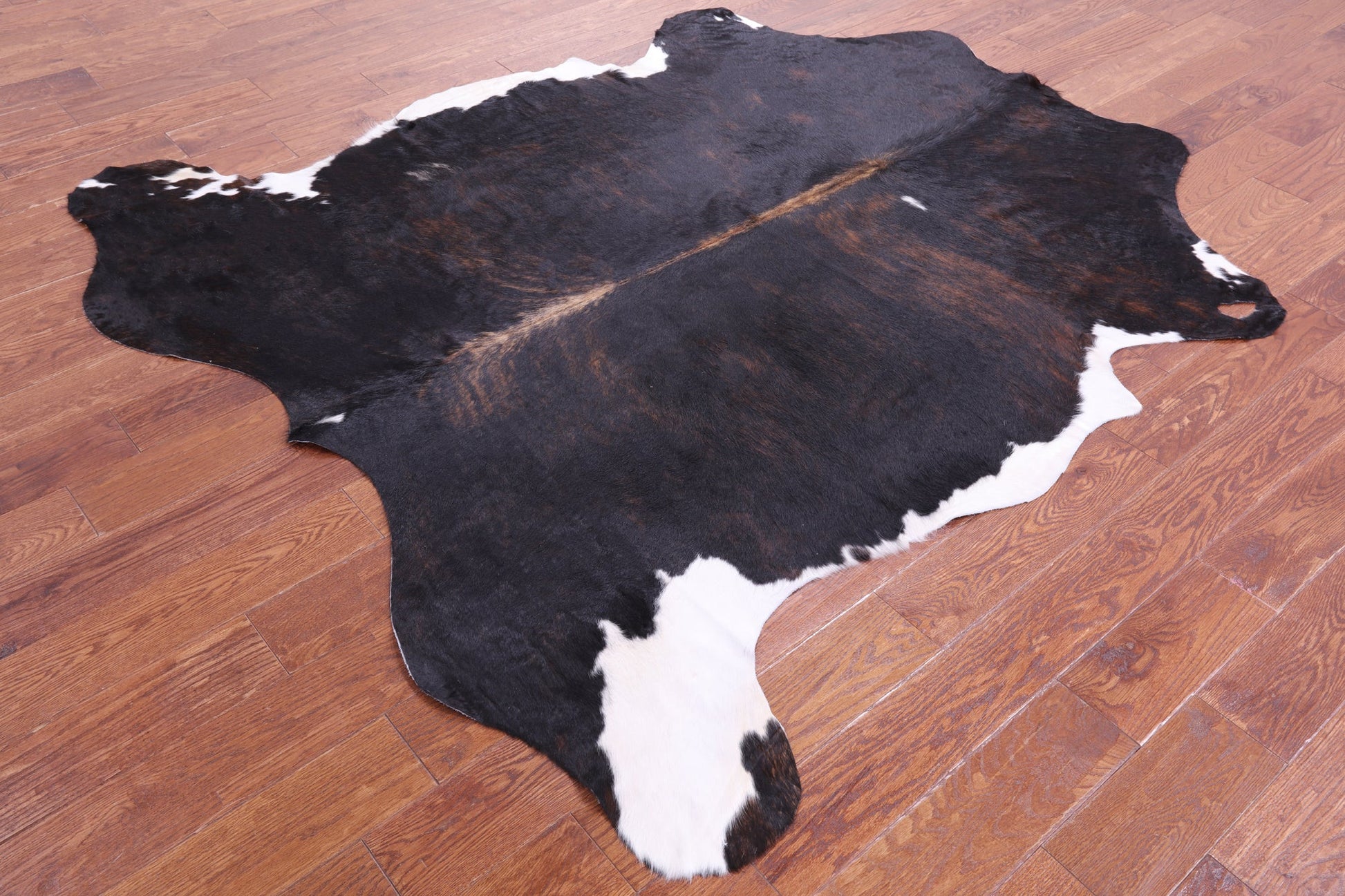 Tricolor Natural Hair-On Cowhide Rug - 6' 11" X 6' 2" - Golden Nile