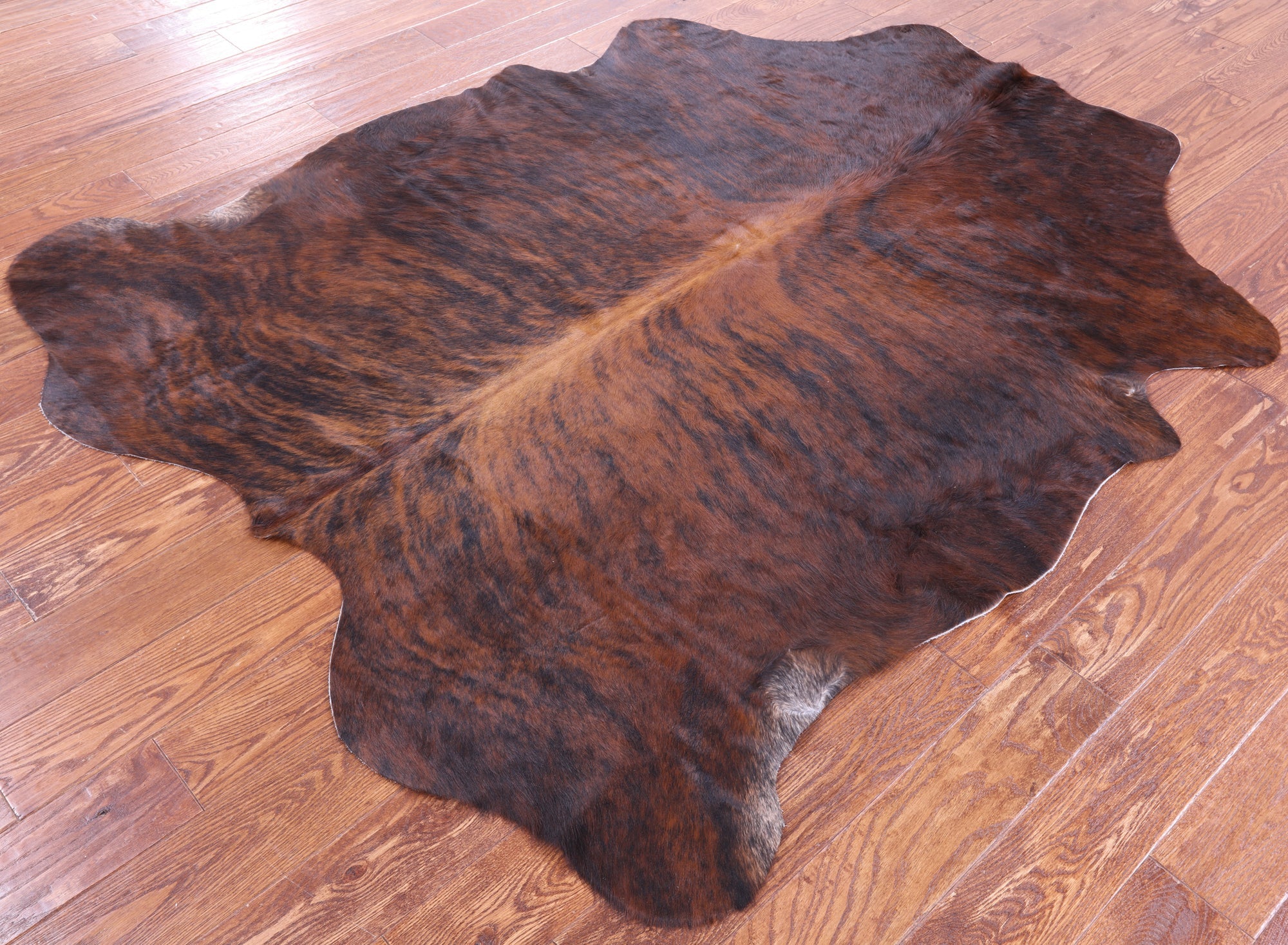 Brindle Natural Hair-On Cowhide Rug - 6' 8" X 5' 5" - Golden Nile
