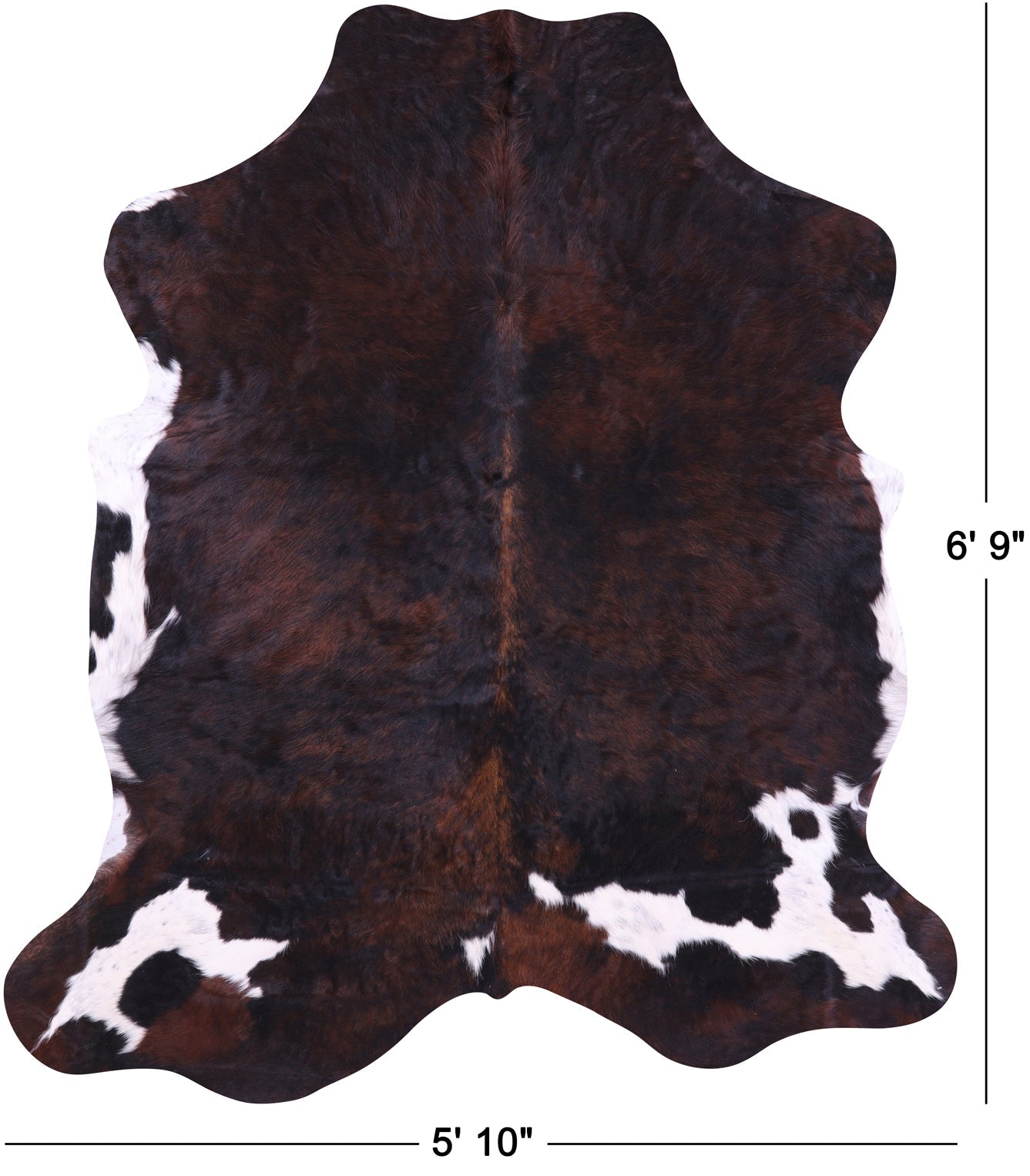 Tricolor Natural Hair-On Cowhide Rug - 6' 9" X 5' 10" - Golden Nile