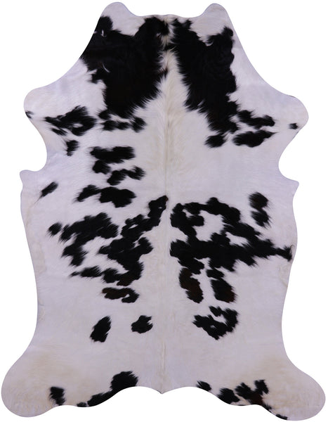 Black & White Natural Hair-On Cowhide Rug - 6' 11" X 5' 3" - Golden Nile