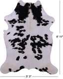 Black & White Natural Hair-On Cowhide Rug - 6' 11" X 5' 3" - Golden Nile