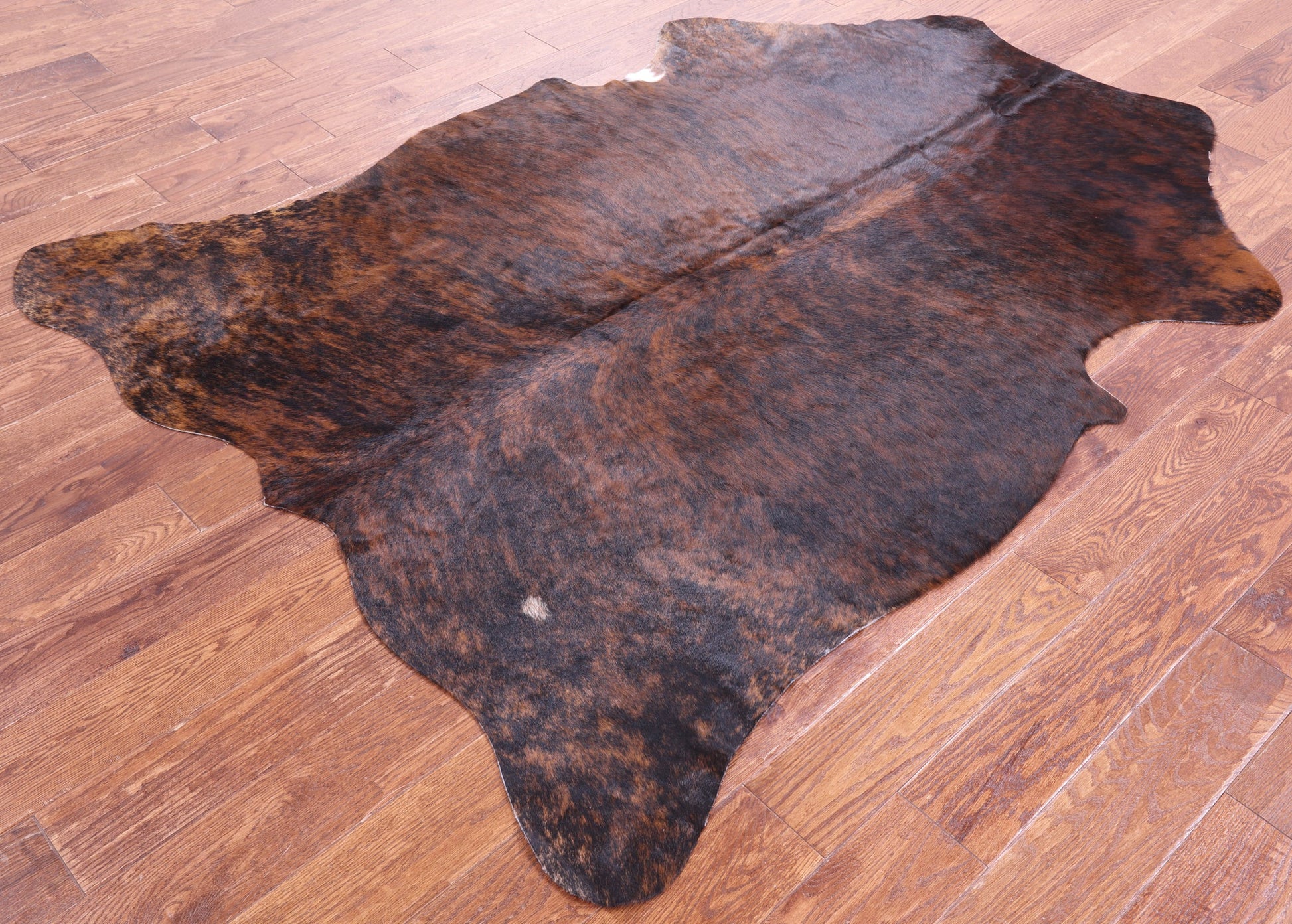 Brindle Natural Hair-On Cowhide Rug - 6' 11" X 5' 2" - Golden Nile