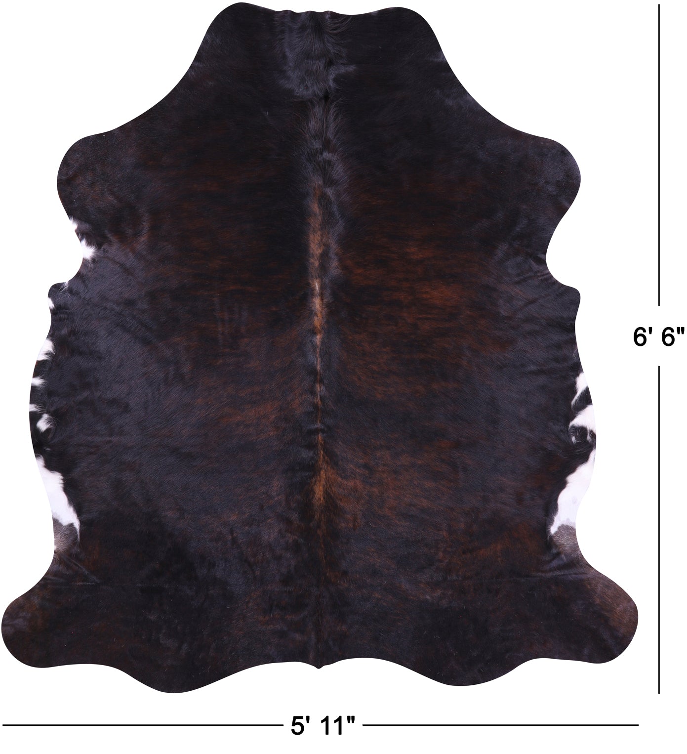 Brown Natural Hair-On Cowhide Rug - 6' 6" X 5' 11" - Golden Nile