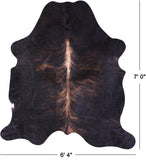 Brown Natural Hair-On Cowhide Rug - 7' 0" X 6' 4" - Golden Nile
