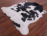 Black & White Natural Hair-On Cowhide Rug - 6' 10" X 6' 3" - Golden Nile