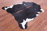Black & White Natural Hair-On Cowhide Rug - 6' 5" X 5' 9" - Golden Nile
