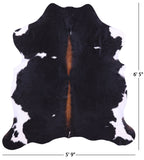 Black & White Natural Hair-On Cowhide Rug - 6' 5" X 5' 9" - Golden Nile