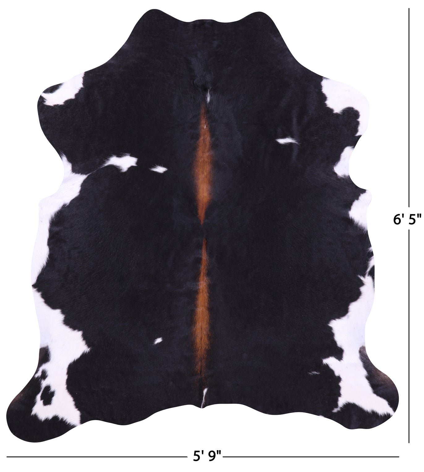 Black & White Natural Hair-On Cowhide Rug - 6' 5" X 5' 9" - Golden Nile
