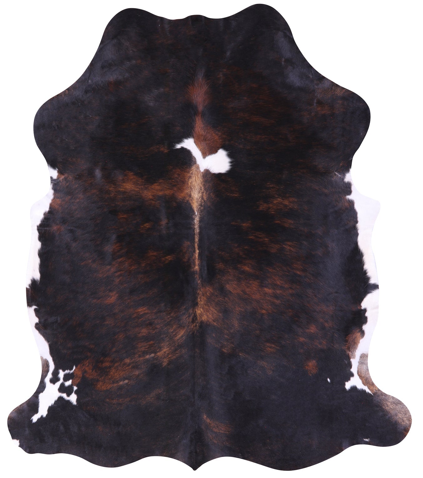 Tricolor Natural Hair-On Cowhide Rug - 6' 10" X 5' 11" - Golden Nile