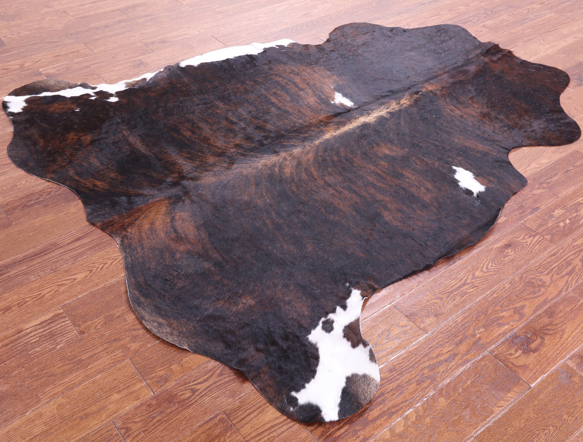 Tricolor Natural Hair-On Cowhide Rug - 6' 10" X 6' 2" - Golden Nile