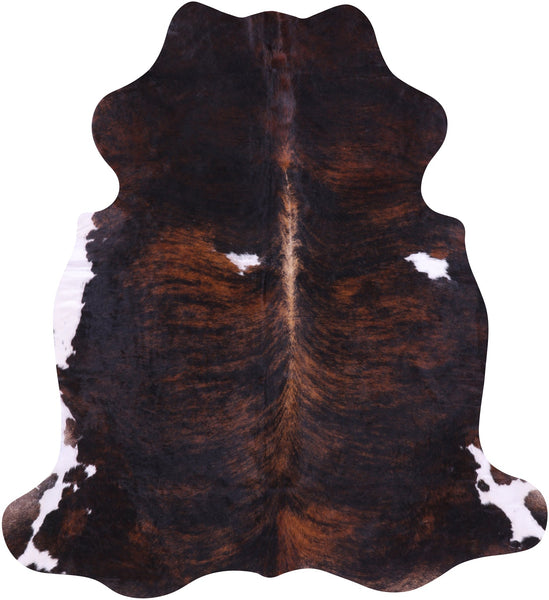 Tricolor Natural Hair-On Cowhide Rug - 6' 10" X 6' 2" - Golden Nile