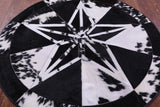 Round Black & White Natural Cowhide Hair-On Star Patchwork Area Rug - 4' 9" X 4' 9" - Golden Nile