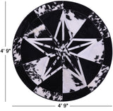 Round Black & White Natural Cowhide Hair-On Star Patchwork Area Rug - 4' 9" X 4' 9" - Golden Nile