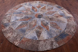 Round Natural Cowhide Hand Stitched Patchwork Rug - 8' 2" X 8' 2" - Golden Nile