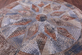 Round Natural Cowhide Hand Stitched Patchwork Rug - 8' 2" X 8' 2" - Golden Nile