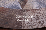 Round Natural Cowhide Hand Stitched Patchwork Rug - 8' 2" X 8' 2" - Golden Nile