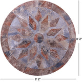 Round Natural Cowhide Hand Stitched Patchwork Rug - 8' 2" X 8' 2" - Golden Nile