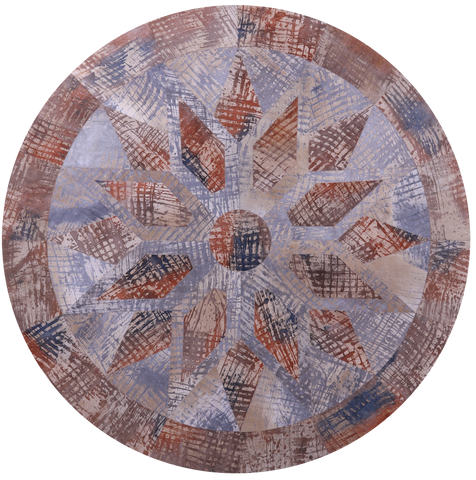 Round Natural Cowhide Hand Stitched Patchwork Rug - 8' 2