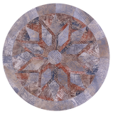 Round Natural Cowhide Hand Stitched Patchwork Rug - 8' 2" X 8' 2" - Golden Nile