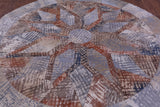 Round Natural Cowhide Hand Stitched Patchwork Rug - 8' 2" X 8' 2" - Golden Nile