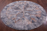 Round Natural Cowhide Hand Stitched Patchwork Rug - 6' 7" X 6' 7" - Golden Nile