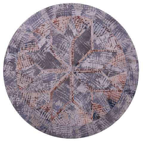 Round Natural Cowhide Hand Stitched Patchwork Rug - 6' 7