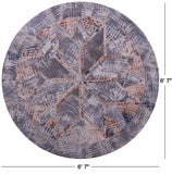 Round Natural Cowhide Hand Stitched Patchwork Rug - 6' 7" X 6' 7" - Golden Nile